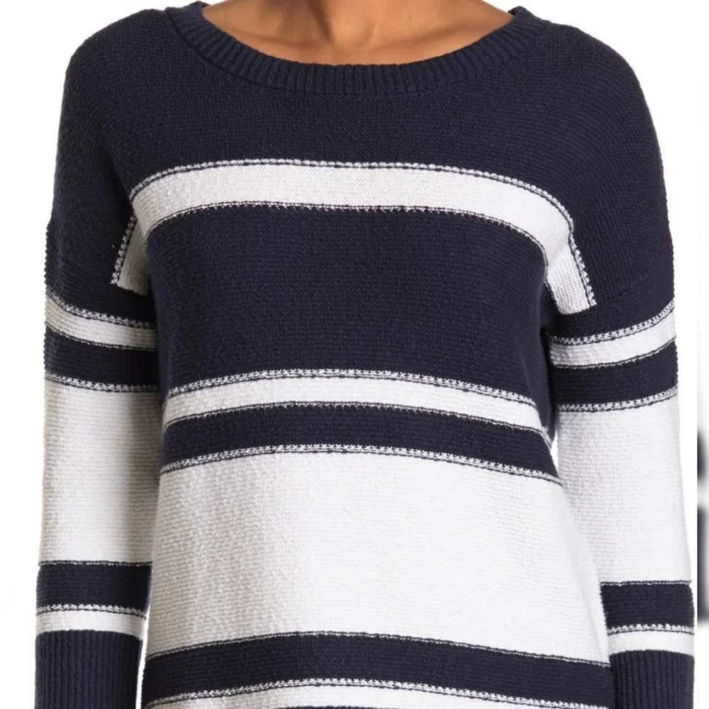 Kinross Striped Boatneck Long Sleeve 100% Cotton Sweater Size XL - Picture 1 of 4